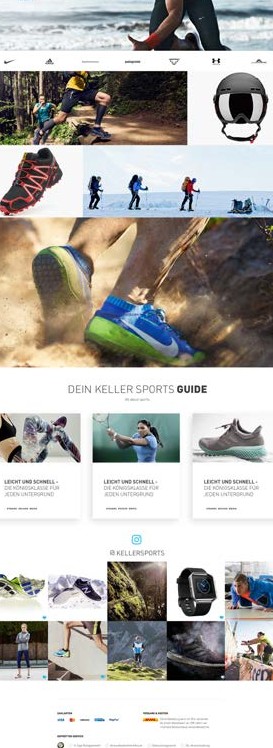 Keller Sports mobile product listing — filters and footwear grid